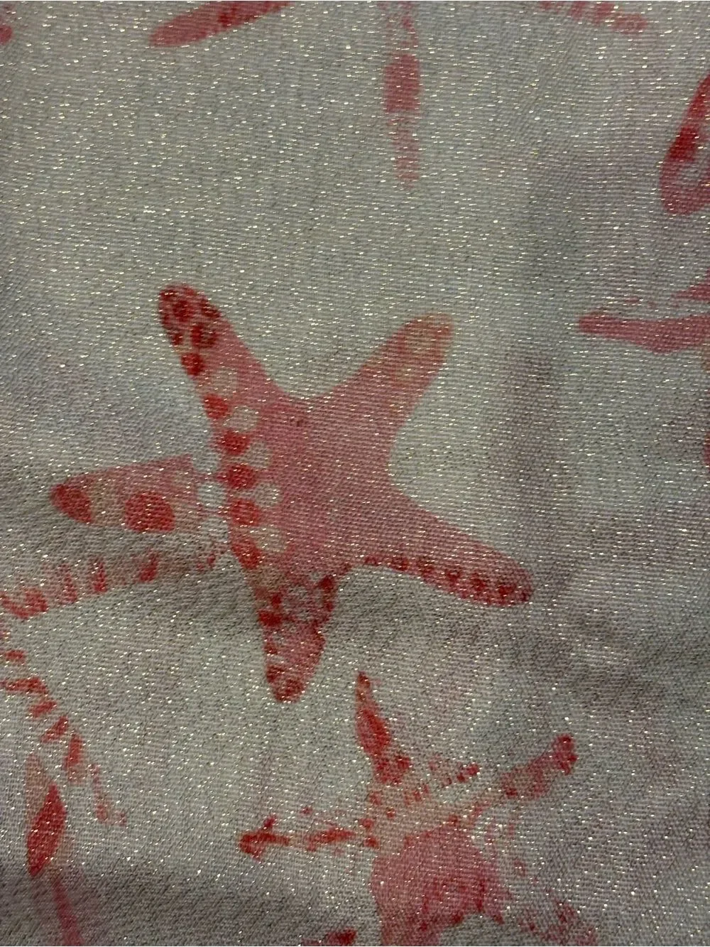 Indigo Soul Starfish Scarf Wrap‎ Pink Beige Metallic Lightweight Beach Coverup
